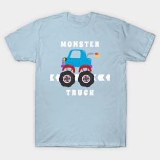 Vector illustration of monster truck with cartoon style T-Shirt